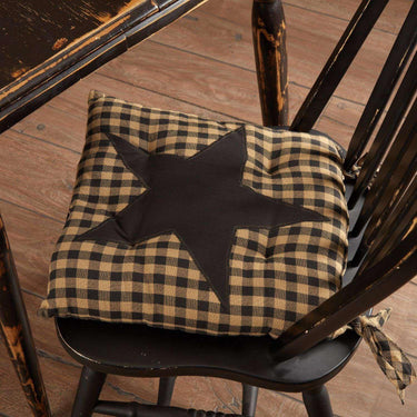 Black Star Primitive Chair Pad - The Fox Decor